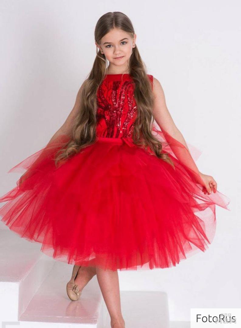 Красное платье детское пышное